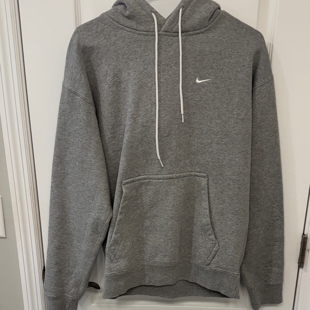 Nike Men's Gray Hoodie with White Accents